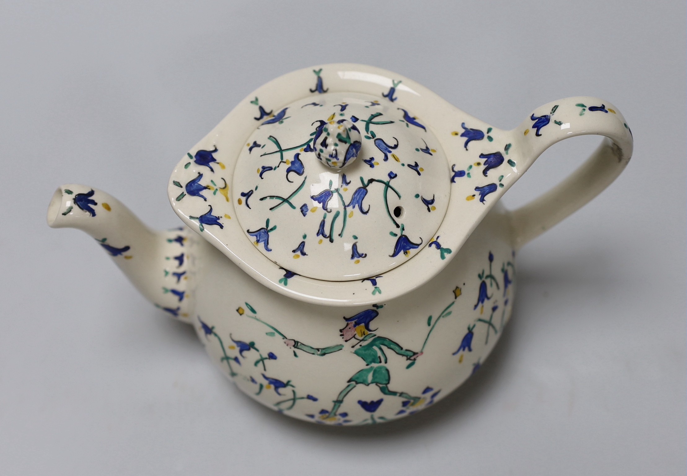 Jessie Marion King (1875-1949). The bluebells of Scotland teaset for two settings, including teapot, two cups and saucers and two tea plates